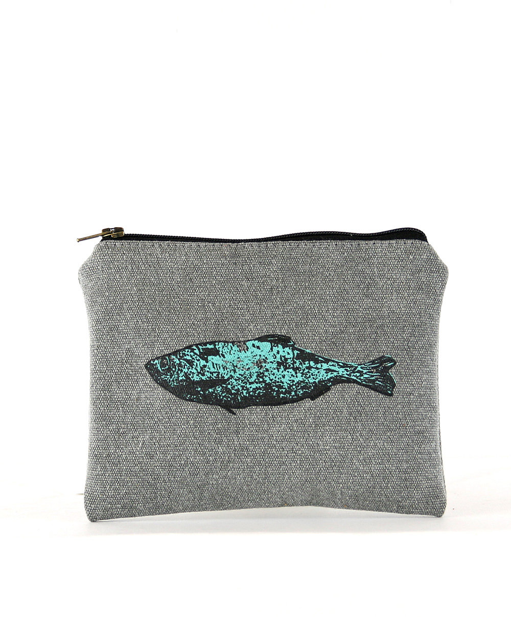 Cartera Gris Pez Turquesa